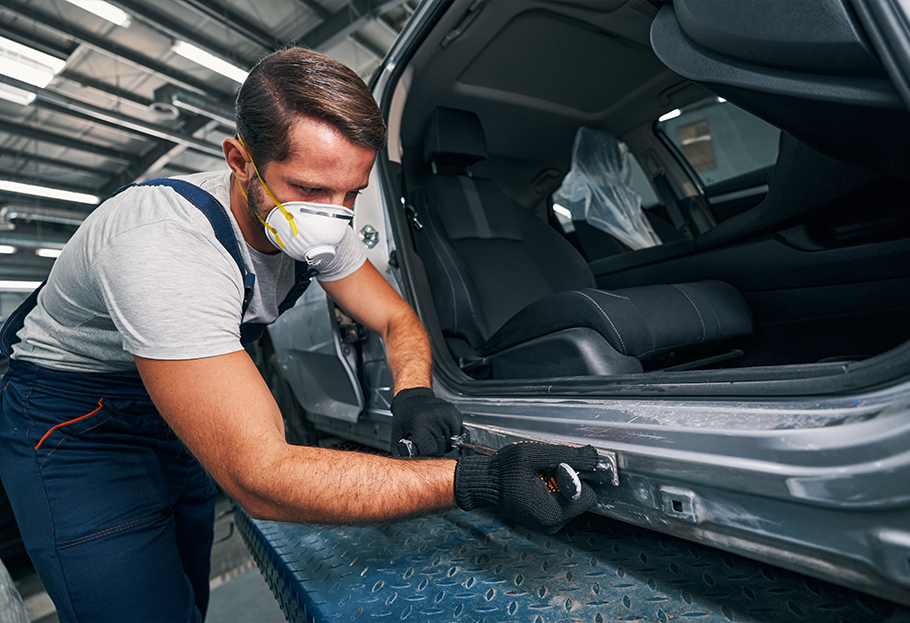 Automotive repair using a respirator