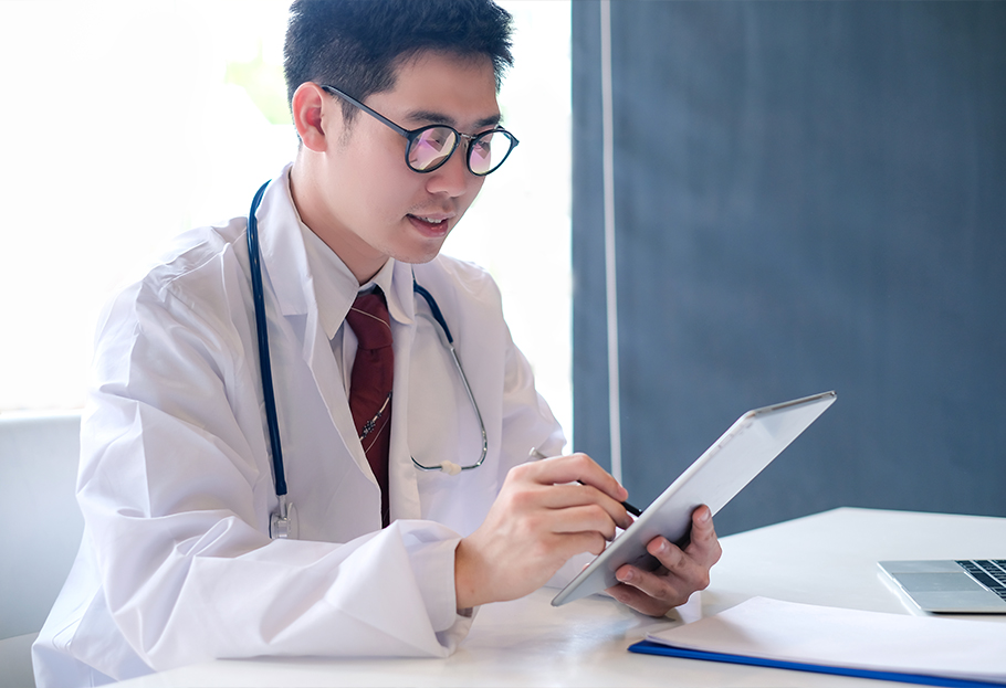 Doctor reviewing MEQ