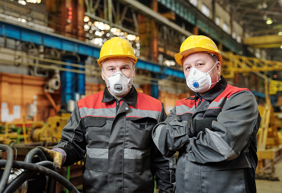 Oil and Gas Team Wearing Respirator